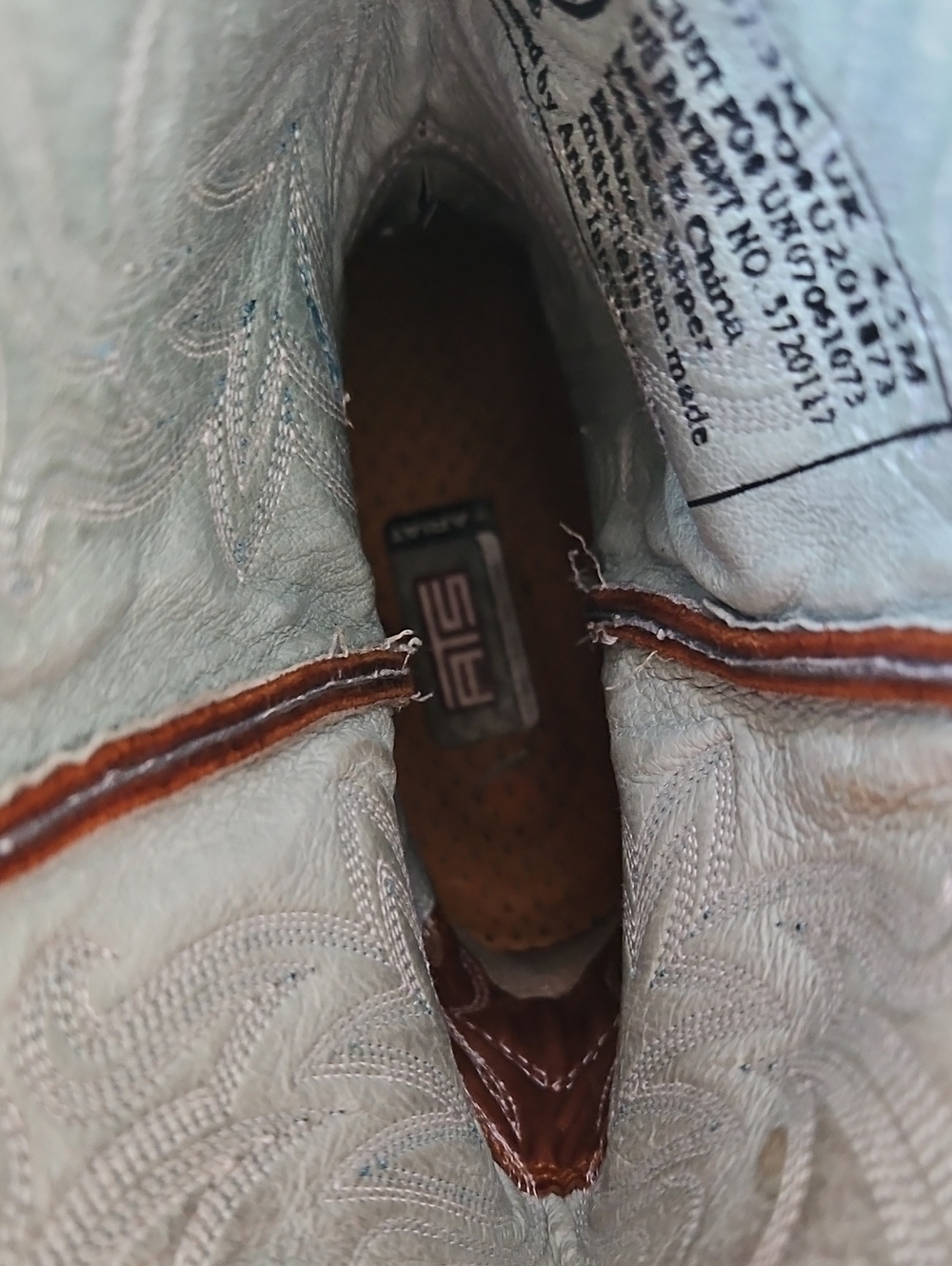 Ariat Leather Cowboy Style Brown And Blue Boots - Picture 7 of 7